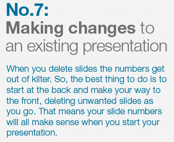 Making changes to an existing presentation